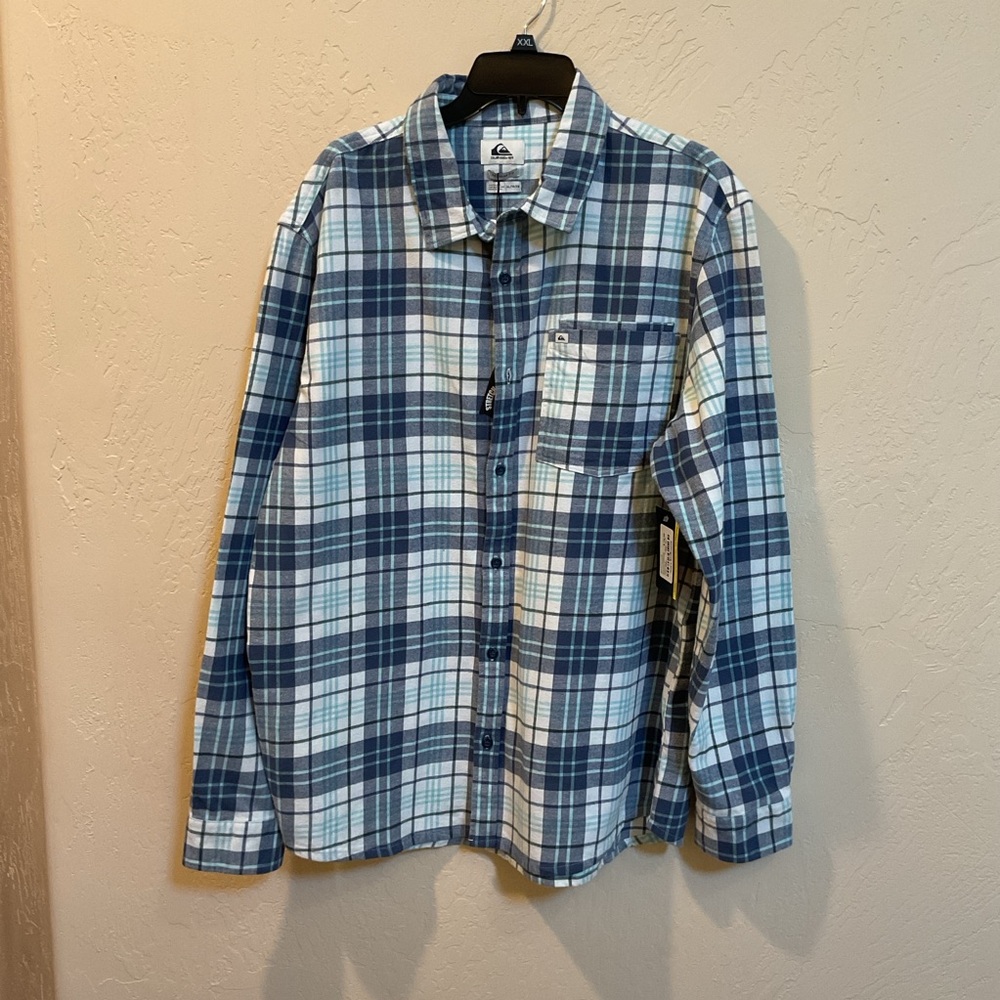 Quiksilver Blue Plaid Shirt       X-Large